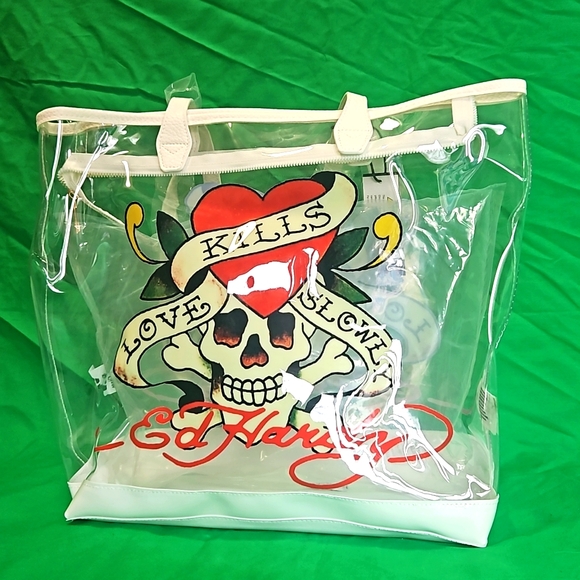 Ed Hardy PVC Zippered clear tote Beach, shopping - Picture 1 of 11